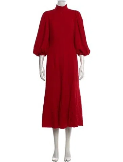 Pre-owned Andrew Gn Mock Neck Midi Length Dress In Red