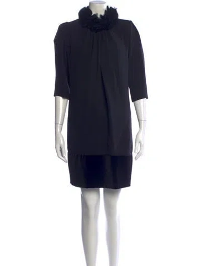 Pre-owned Andrew Gn Mock Neck Mini Dress In Blue