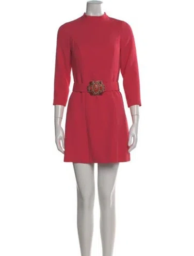 Pre-owned Andrew Gn Mock Neck Mini Dress In Pink