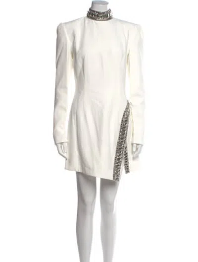 Pre-owned Andrew Gn Mock Neck Mini Dress W/ Tags In White