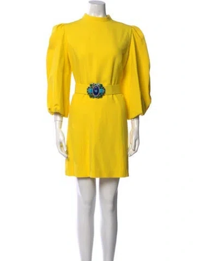 Pre-owned Andrew Gn Mock Neck Mini Dress In Yellow