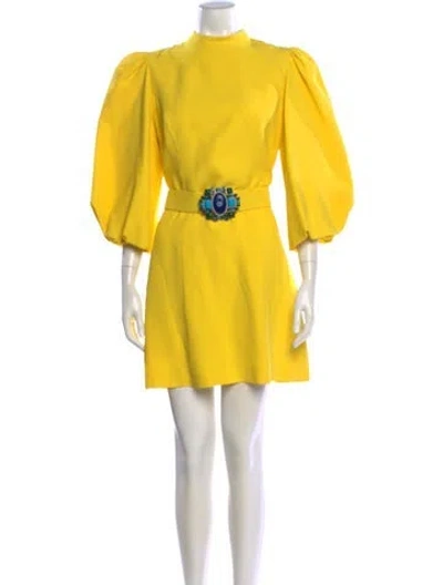 Pre-owned Andrew Gn Mock Neck Mini Dress In Yellow