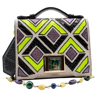 Pre-owned Andrew Gn Multicolored Semi-precious Stones Bag F/w 2015 In Black