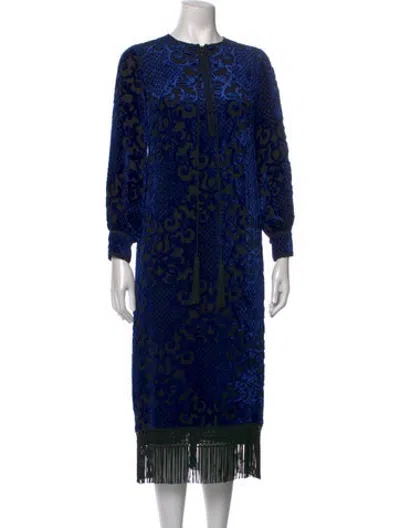 Pre-owned Andrew Gn Paisley Print Long Dress In Black/blue
