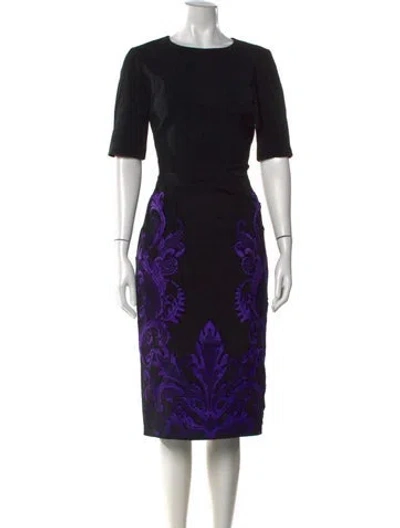 Pre-owned Andrew Gn Patterned Knee-length Dress In Black