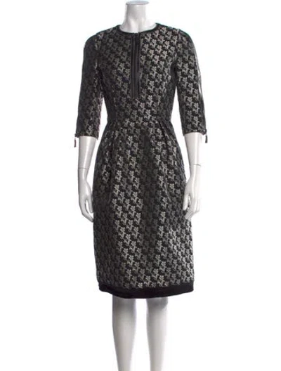 Pre-owned Andrew Gn Patterned Knee-length Dress In Black
