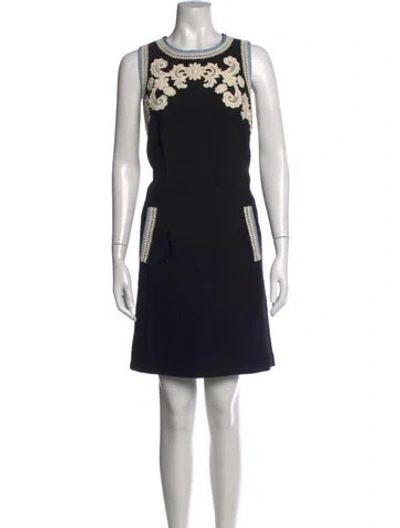 Pre-owned Andrew Gn Patterned Mini Dress In Black