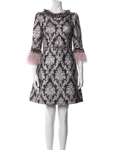 Pre-owned Andrew Gn Patterned Mini Dress In Purple