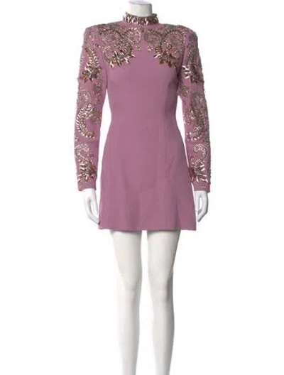 Pre-owned Andrew Gn Patterned Mini Dress In Purple