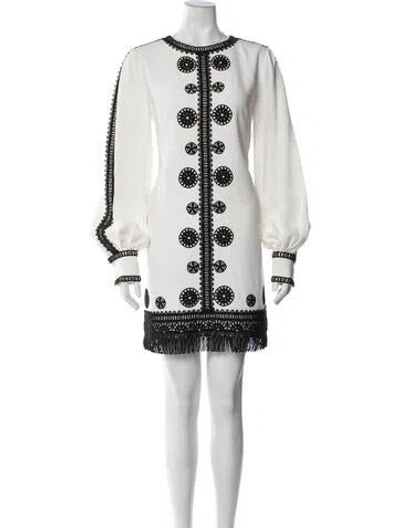 Pre-owned Andrew Gn Patterned Mini Dress In White