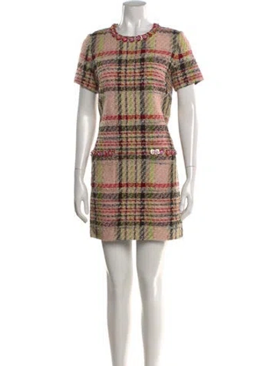 Pre-owned Andrew Gn Plaid Print Mini Dress In Pink