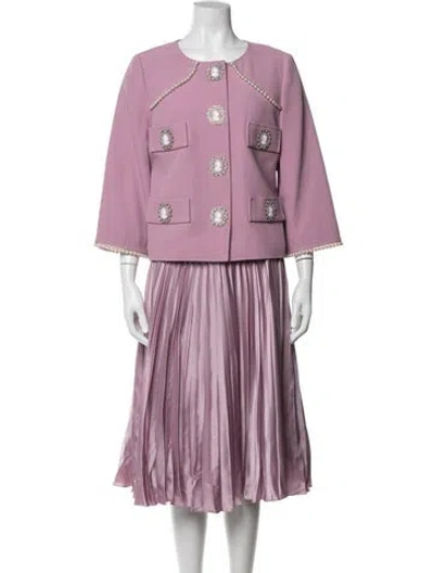 Pre-owned Andrew Gn Pleated Accents Skirt Set In Purple