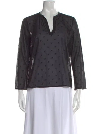 Pre-owned Andrew Gn Polka Dot Print V-neck Blouse In Gray