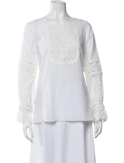 Pre-owned Andrew Gn Printed Crew Neck Blouse In Neutrals