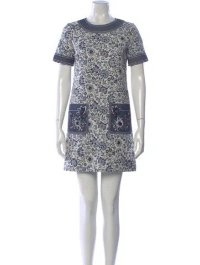 Pre-owned Andrew Gn Printed Mini Dress In Blue