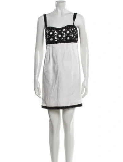 Pre-owned Andrew Gn Printed Mini Dress In White