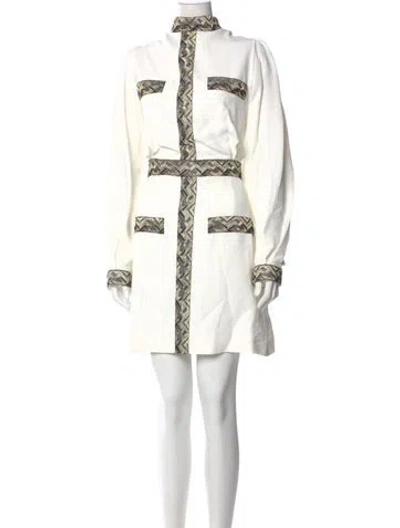 Pre-owned Andrew Gn Printed Mini Dress In White