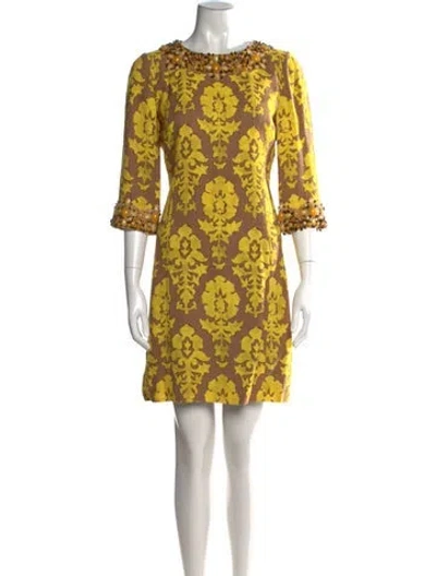 Pre-owned Andrew Gn Printed Mini Dress In Yellow