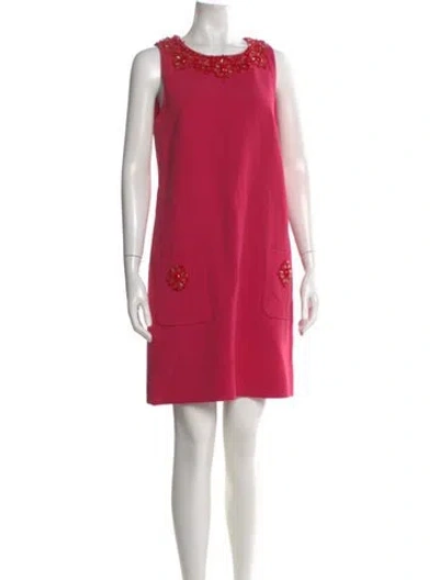 Pre-owned Andrew Gn Scoop Neck Mini Dress In Pink