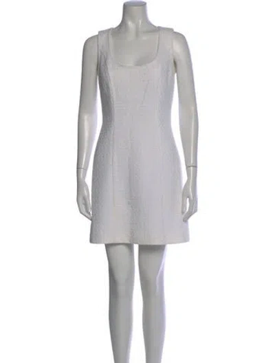Pre-owned Andrew Gn Scoop Neck Mini Dress In White