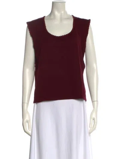 Pre-owned Andrew Gn Scoop Neck Short Sleeve Tank Top In Burgundy