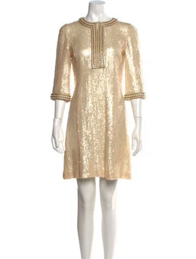 Pre-owned Andrew Gn Sequin Mini Dress In Neutral