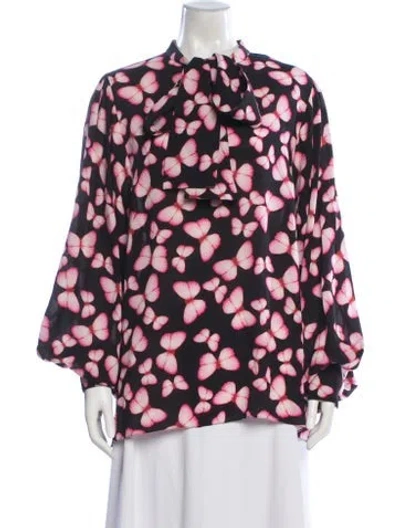 Pre-owned Andrew Gn Silk Floral Print Blouse In Multi
