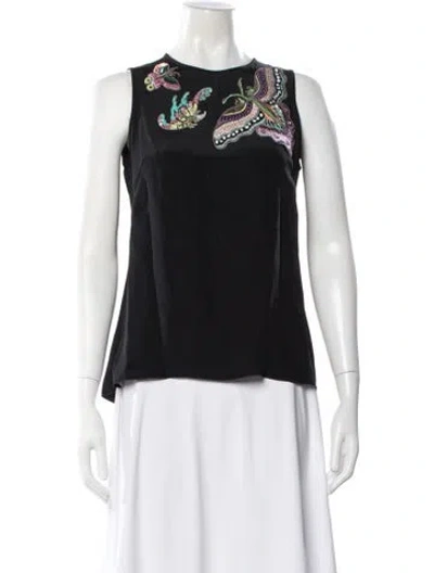 Pre-owned Andrew Gn Silk Graphic Print Blouse In Black