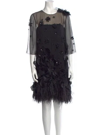 Pre-owned Andrew Gn Silk Knee-length Dress In Black