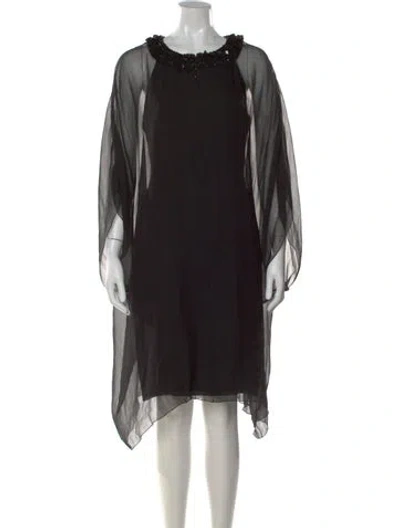 Pre-owned Andrew Gn Silk Knee-length Dress In Black