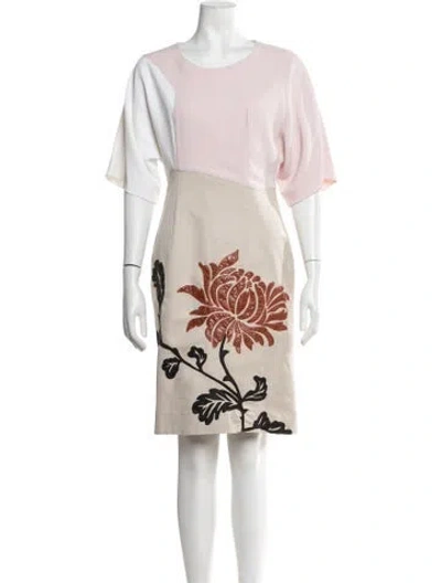 Pre-owned Andrew Gn Silk Knee-length Dress In Neutrals