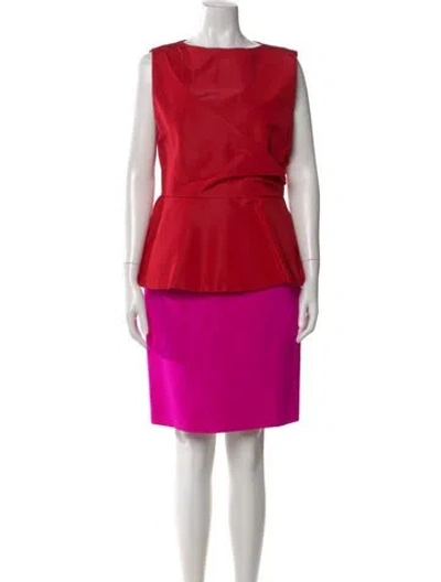 Pre-owned Andrew Gn Silk Knee-length Dress In Red