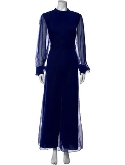Pre-owned Andrew Gn Silk Long Dress In Blue