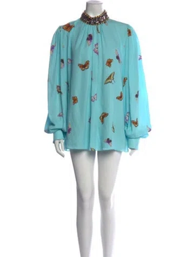 Pre-owned Andrew Gn Silk Long Dress In Blue