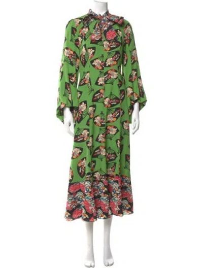 Pre-owned Andrew Gn Silk Long Dress In Green