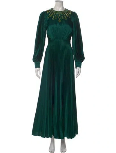 Pre-owned Andrew Gn Silk Long Dress In Green