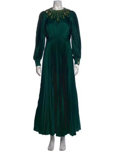 Pre-owned Andrew Gn Silk Long Dress In Green