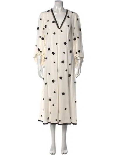 Pre-owned Andrew Gn Silk Long Dress In Neutral