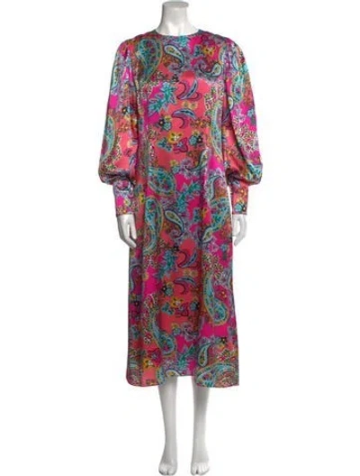 Pre-owned Andrew Gn Silk Long Dress In Pink
