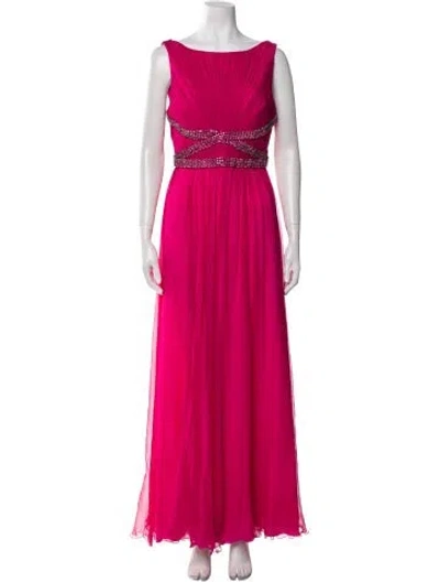 Pre-owned Andrew Gn Silk Long Dress In Pink