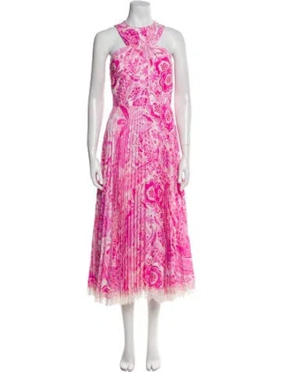 Pre-owned Andrew Gn Silk Long Dress In Pink