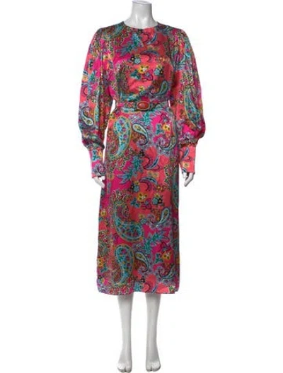 Pre-owned Andrew Gn Silk Long Dress In Pink
