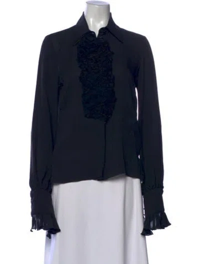 Pre-owned Andrew Gn Silk Long Sleeve Blouse In Black