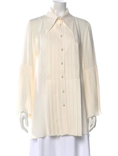 Pre-owned Andrew Gn Silk Long Sleeve Blouse In Neutral