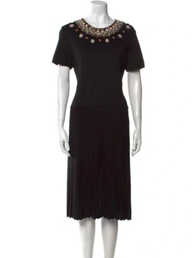 Pre-owned Andrew Gn Silk Midi Length Dress In Black