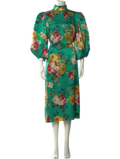 Pre-owned Andrew Gn Silk Midi Length Dress In Green