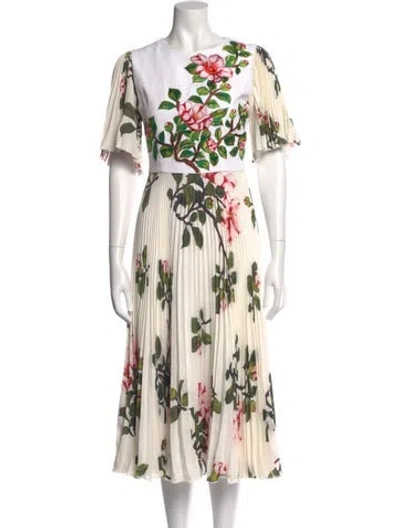Pre-owned Andrew Gn Silk Midi Length Dress In White
