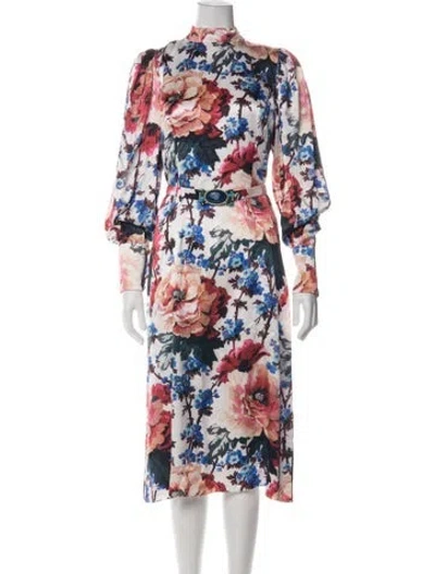 Pre-owned Andrew Gn Silk Midi Length Dress In White