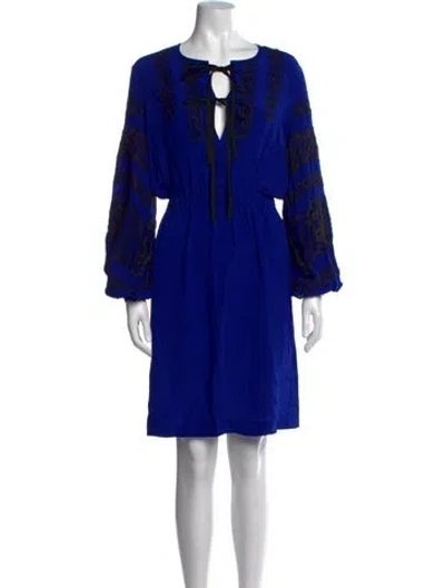 Pre-owned Andrew Gn Silk Mini Dress In Blue