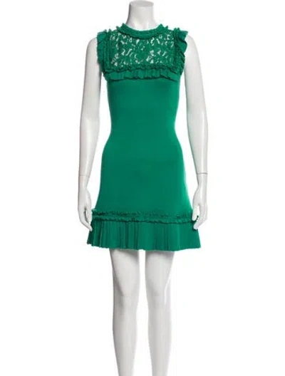 Pre-owned Andrew Gn Silk Mini Dress In Green